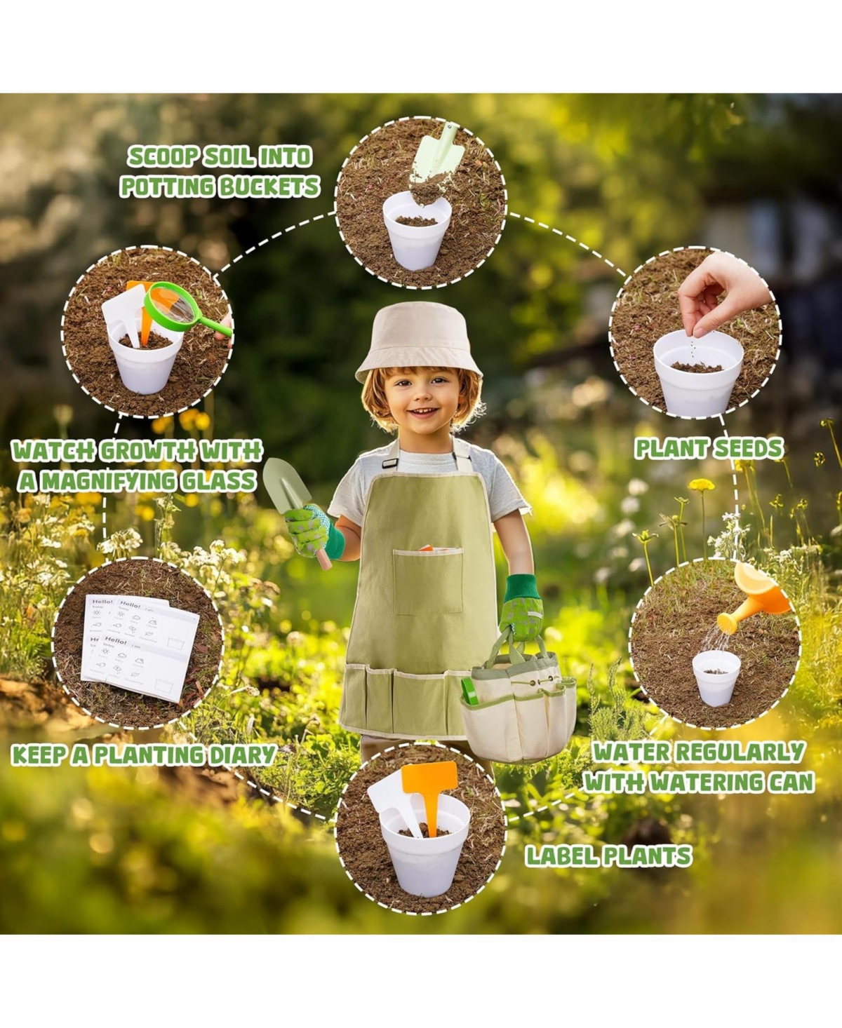 Robotime Nature Exploration Toys Kids Gardening Tools with Accessories Outdoor Toys Gift for Boys and Girls