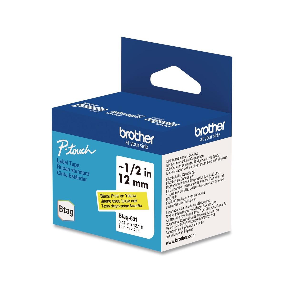 Brother P-Touch Btag631 0.47 in. x 13.1 ft. Genuine P-Touch BTAG Label Tapes - Black on Yellow