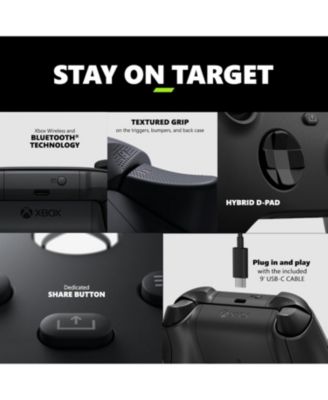 Xbox Wireless Controller + USB-C Cable with MightySkins Custom Skin Code Bundle - Carbon Black