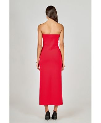 Women's Bow Accent Tube Top Midi Dress