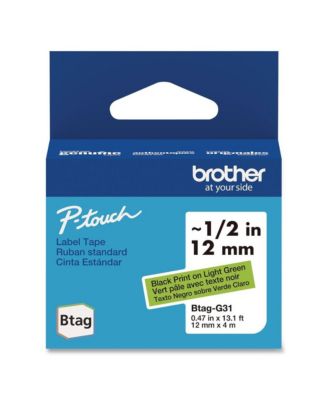BTAGG31 0.47 in. x 13.1 ft. Genuine P-Touch BTAG Label Tapes - Black on Light Green