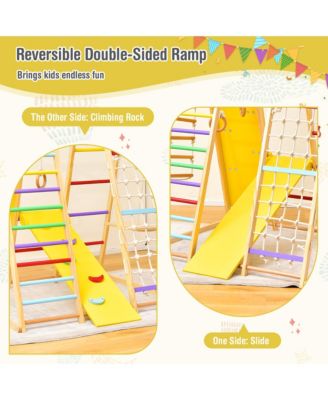 8-in-1 Jungle Gym Playset, Wooden Climber Play Set with Monkey Bars