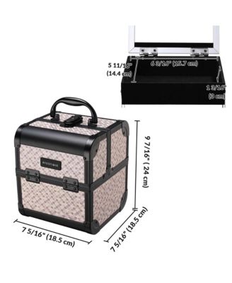 Makeup Train Case with Mirror Cosmetic Organizer Art Deco Graphite