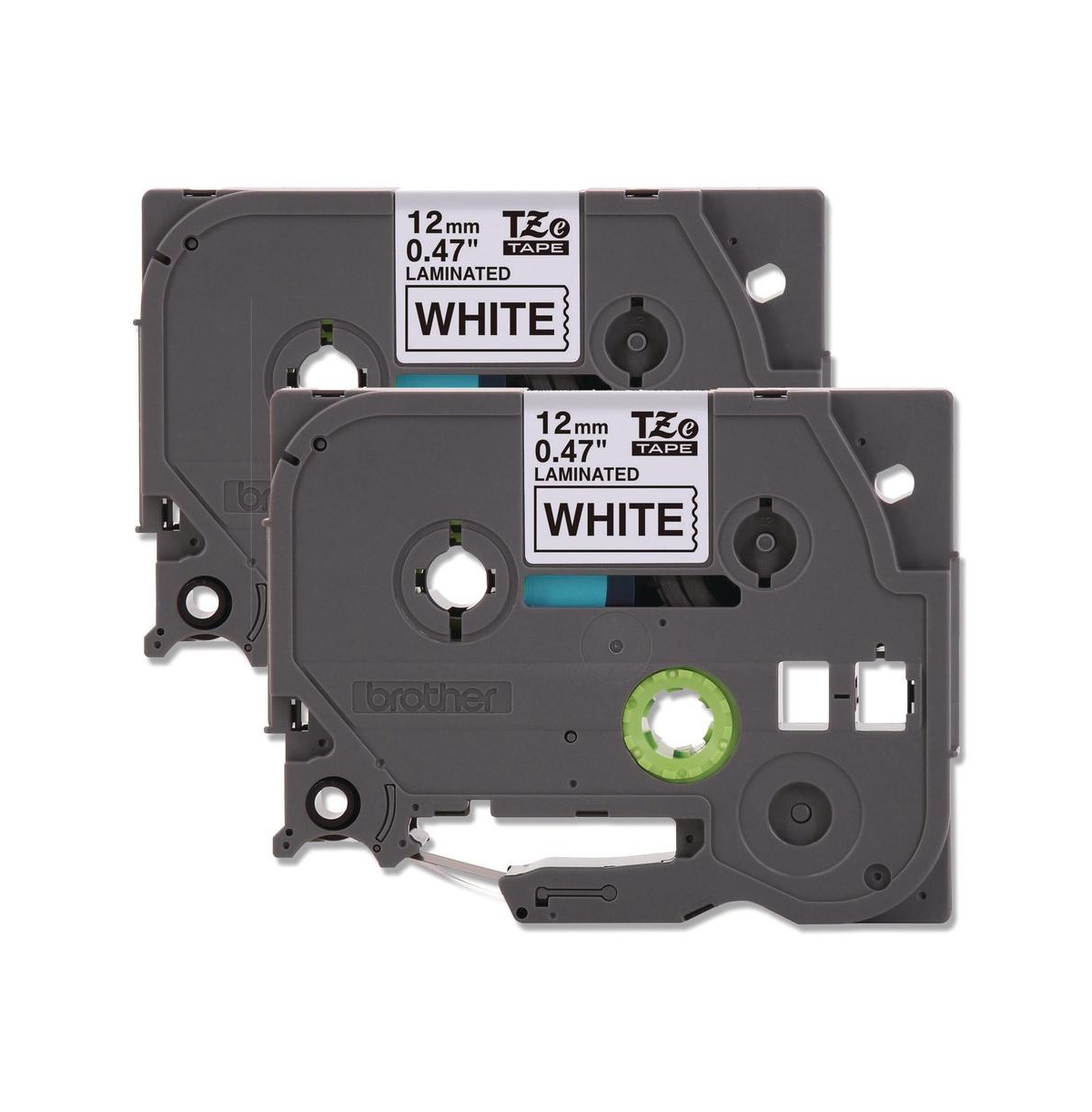 Brother P-Touch TZE2312PKG Tze Standard Adhesive 0.47 in. x 26.2 ft. Laminated Labeling Tapes - Black On White (2/Pack