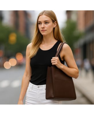 Pebbled Leather Work Tote, Everyday Pebble Leather Shoulder Bag