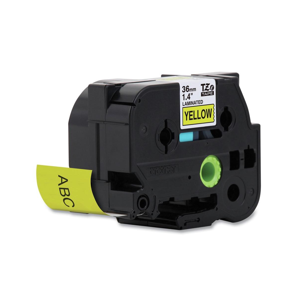 Brother P-Touch TZE661 1.4 in. x 26.2 ft. TZe Standard Adhesive Laminated Labeling Tape - Black on Yellow