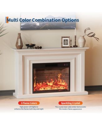 23" Recessed & Wall Mounted Electric Fireplace, 12 Flame Colors, Timer, Remote Control, 750/1500W, Log & Crystal