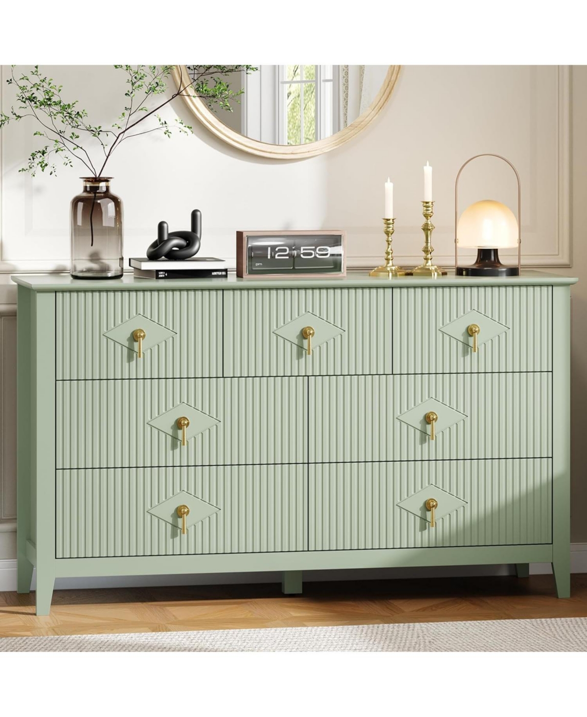 Gaomon Fluted Dresser 54" Wide, 7-Drawer Modern Wood Chest for Bedroom, Stylish Storage Organizer Cabinet