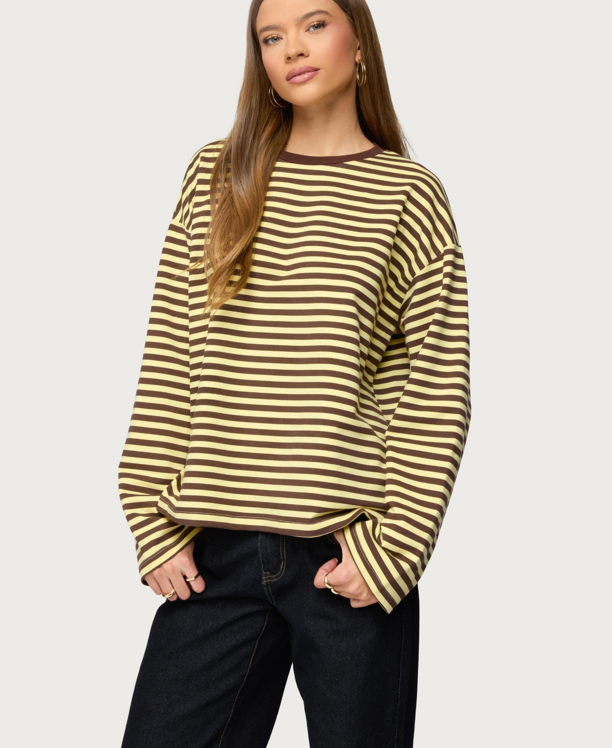Edikted Women's Jodie Oversized Striped Long Sleeve Top