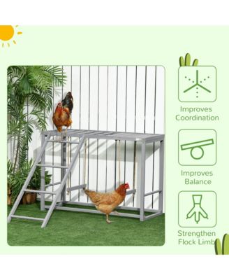 Wooden Chicken Activity Play w/ Swing Set, Chicken Coop Toy