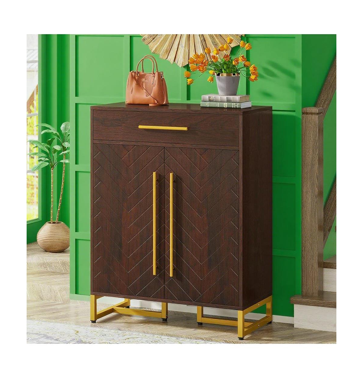 Slickblue Multi-Compartment Shoe Organizer for Entryway and Hallway