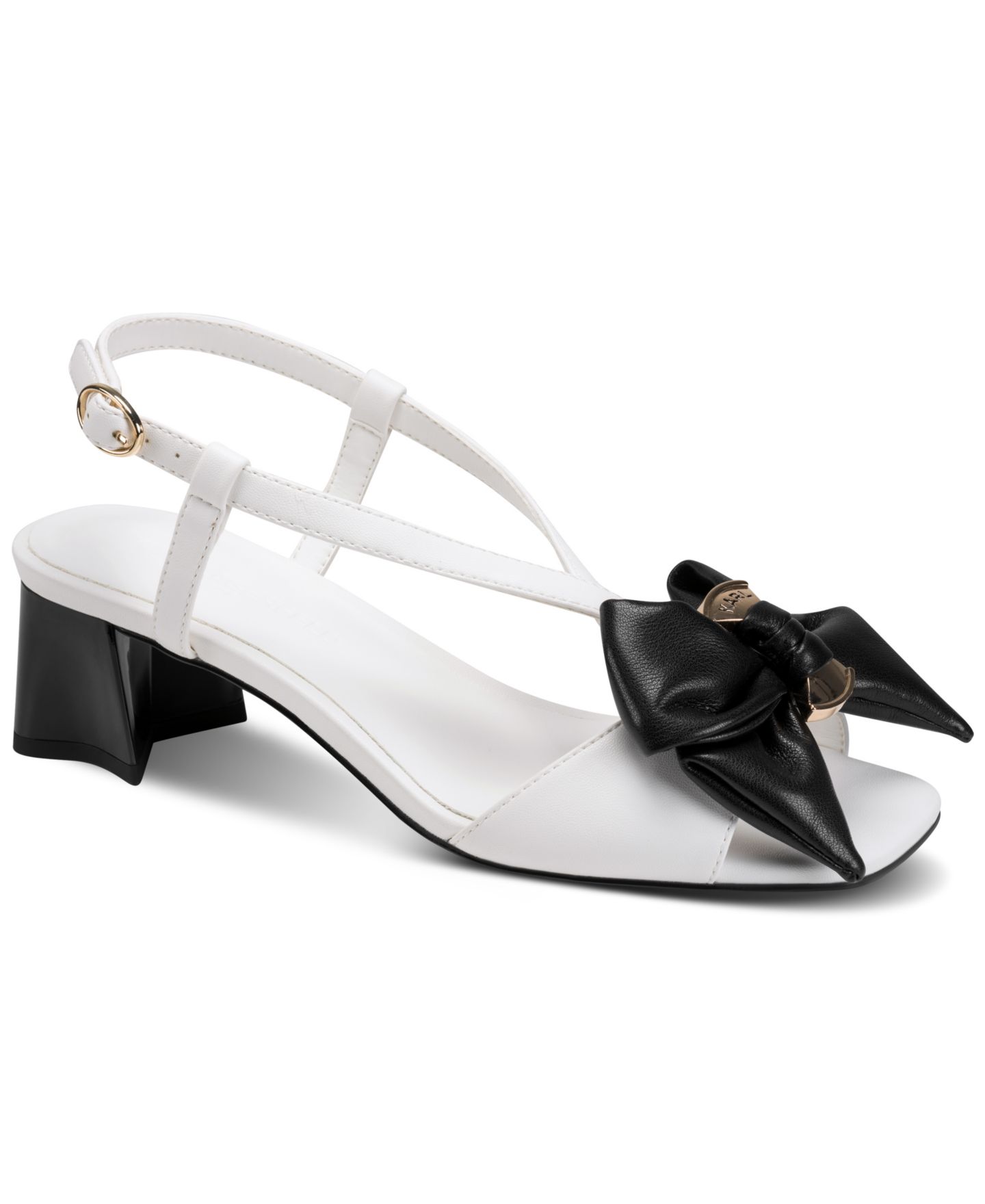Женские сандалии KARL LAGERFELD PARIS Suttyn Bow Buckle, цвет: Яркий белый / Чёрный — фото 1
