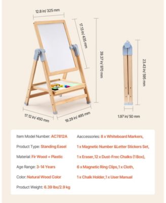 Kids Wooden Art Easel 2-in-1 Double-Sided with Accessories