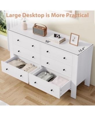 6 Drawer Dresser for Bedroom, Wide Black Chest with Deep Drawers and Metal Knobs, Modern Storage for Hallway, Kids Room.
