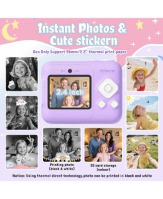 Kids Instant Print Camera, 1080P Digital Camera with 32GB SD Card & 3 Paper Rolls. Christmas Birthday Gift for 4-10 Year Old Girls Boys.