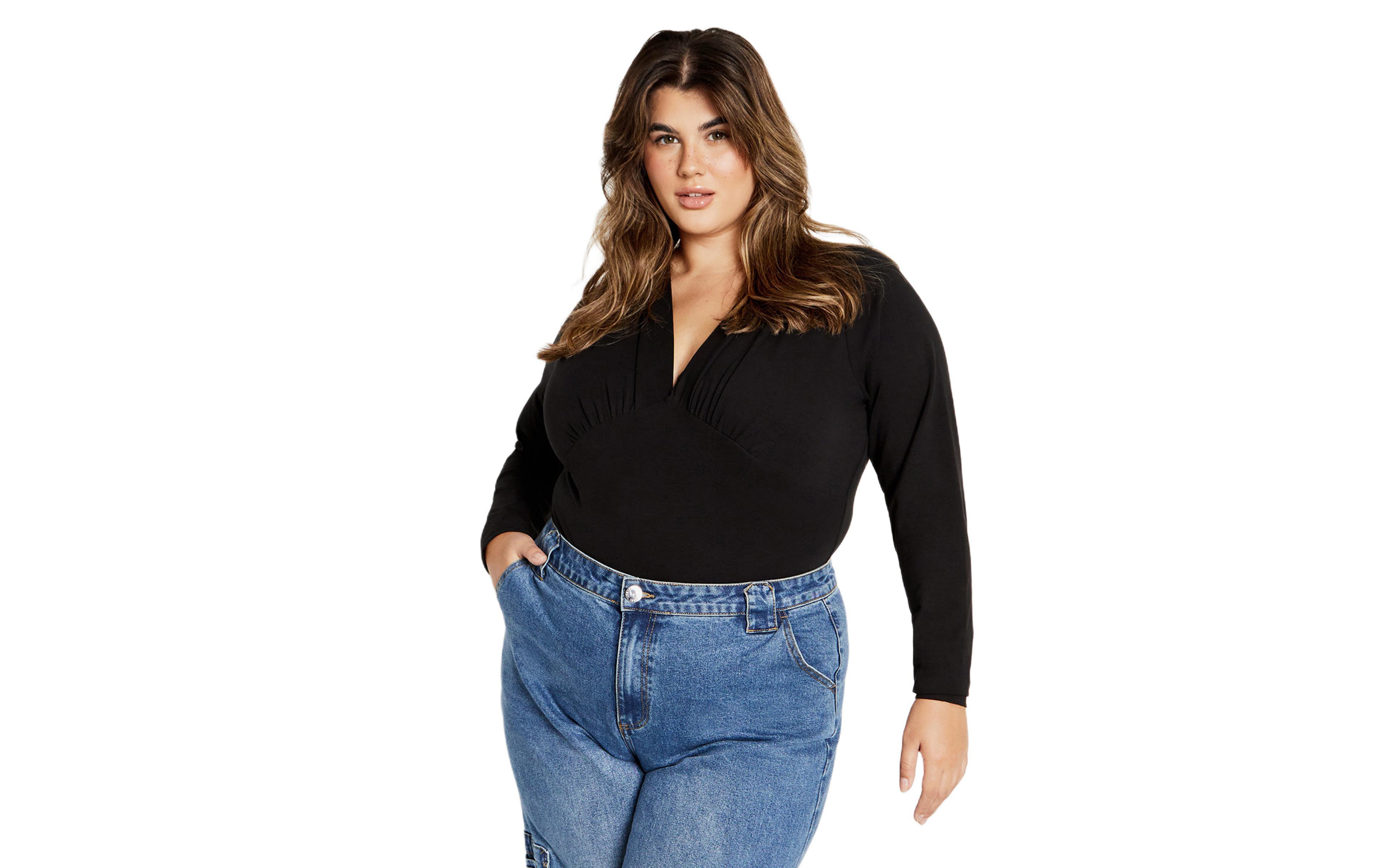 City Chic Plus Amelila Pleat Bodysuit