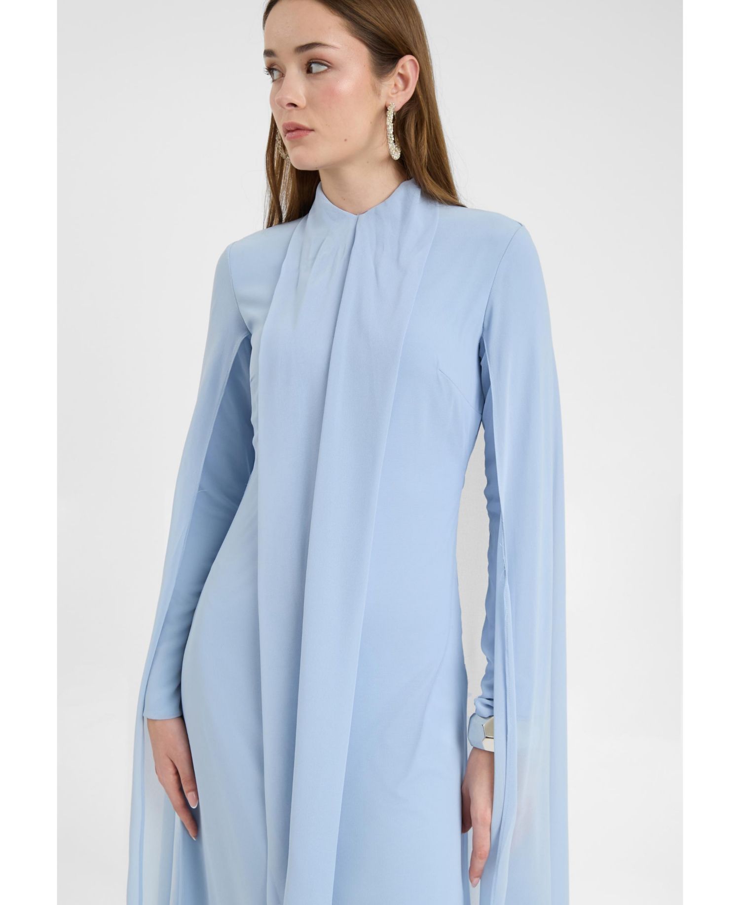 Women's Modest Chiffon Dress Maxi With Cape Style
