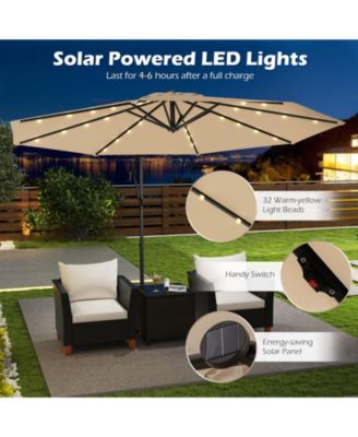 Offset Patio Umbrella with Base and 32 LED Lights