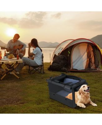 Folding Soft Dog Crate Foldable Pet Carrying Bag w/ 2 Openings & Window Soft Mat