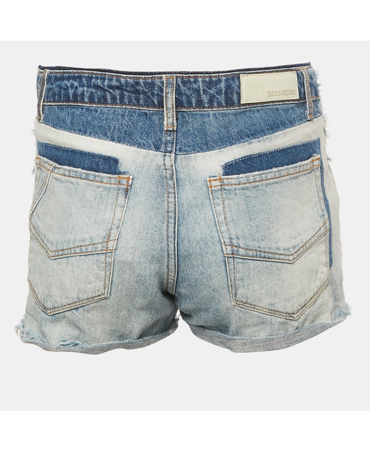 Pre-Owned Zadig & Voltaire Women's Deluxe Blue Patchwork Denim Boy Shorts