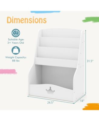 Kids Bookshelf 4-Tier Wooden Bookcase Toy Storage Organizer Montessori Bookshelf