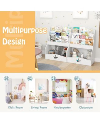 Kids Bookshelf 4-Tier Wooden Bookcase Toy Storage Organizer Montessori Bookshelf