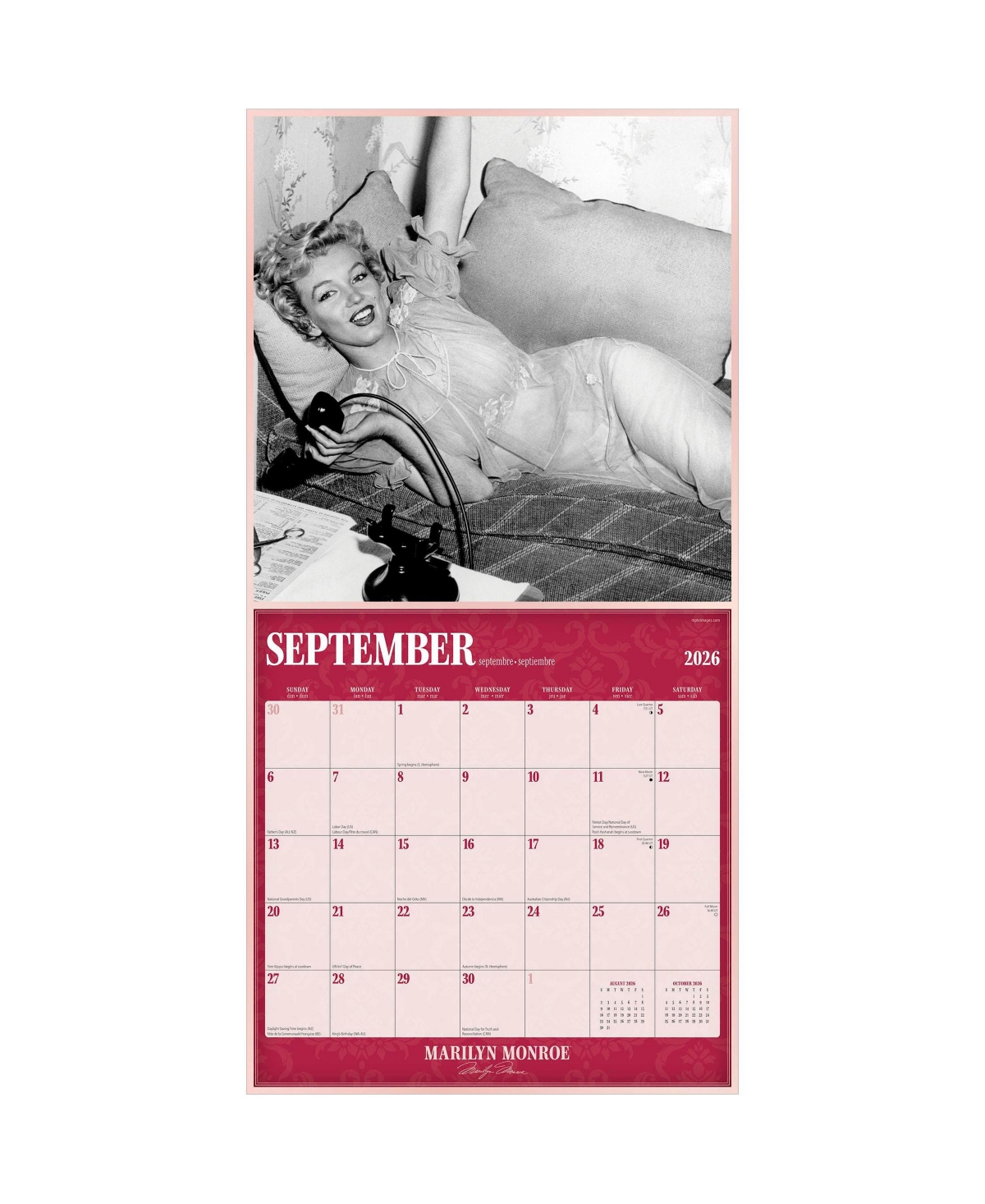 BrownTrout Marilyn Monroe Official | 2026 12 x 24 Inch (Hanging) Monthly Square Wall Calendar | Foil Stamped Cover | Plastic-Free