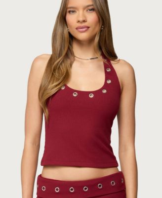 Women's Havana Grommet Ribbed Halter Top
