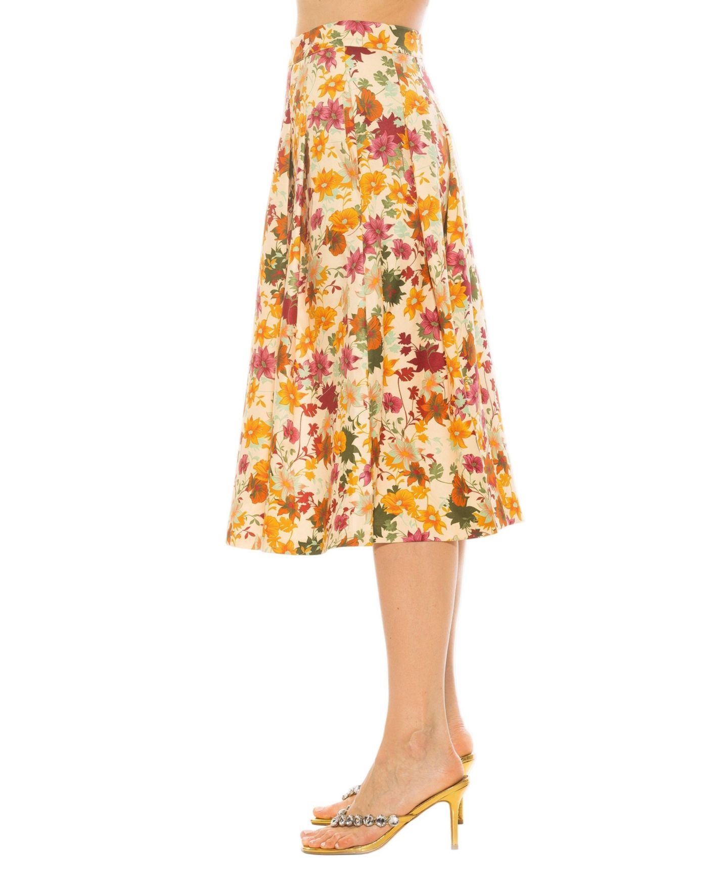 Женская юбка Alexia Admor Illia Pleated Midi With Waistband, цвет: Бежевый — фото 2