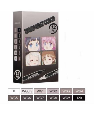 12 Colors Warm Gray Series Alcohol Markers, Dual Brush Tip Permanent Art Markers for Book Painting and Card Making, Perfect for Adults, Kids