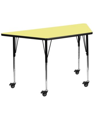 Mobile 29X57 Trapezoid Laminate Adjustable Activity Table