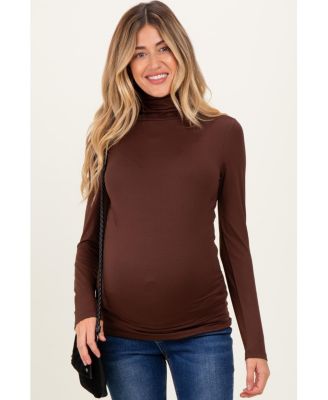 Maternity Brushed Knit Basic Turtleneck Top