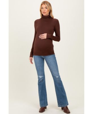Maternity Brushed Knit Basic Turtleneck Top