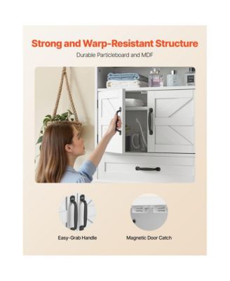 Bathroom Wall Cabinet with 2 Doors, Drawer, and Shelves