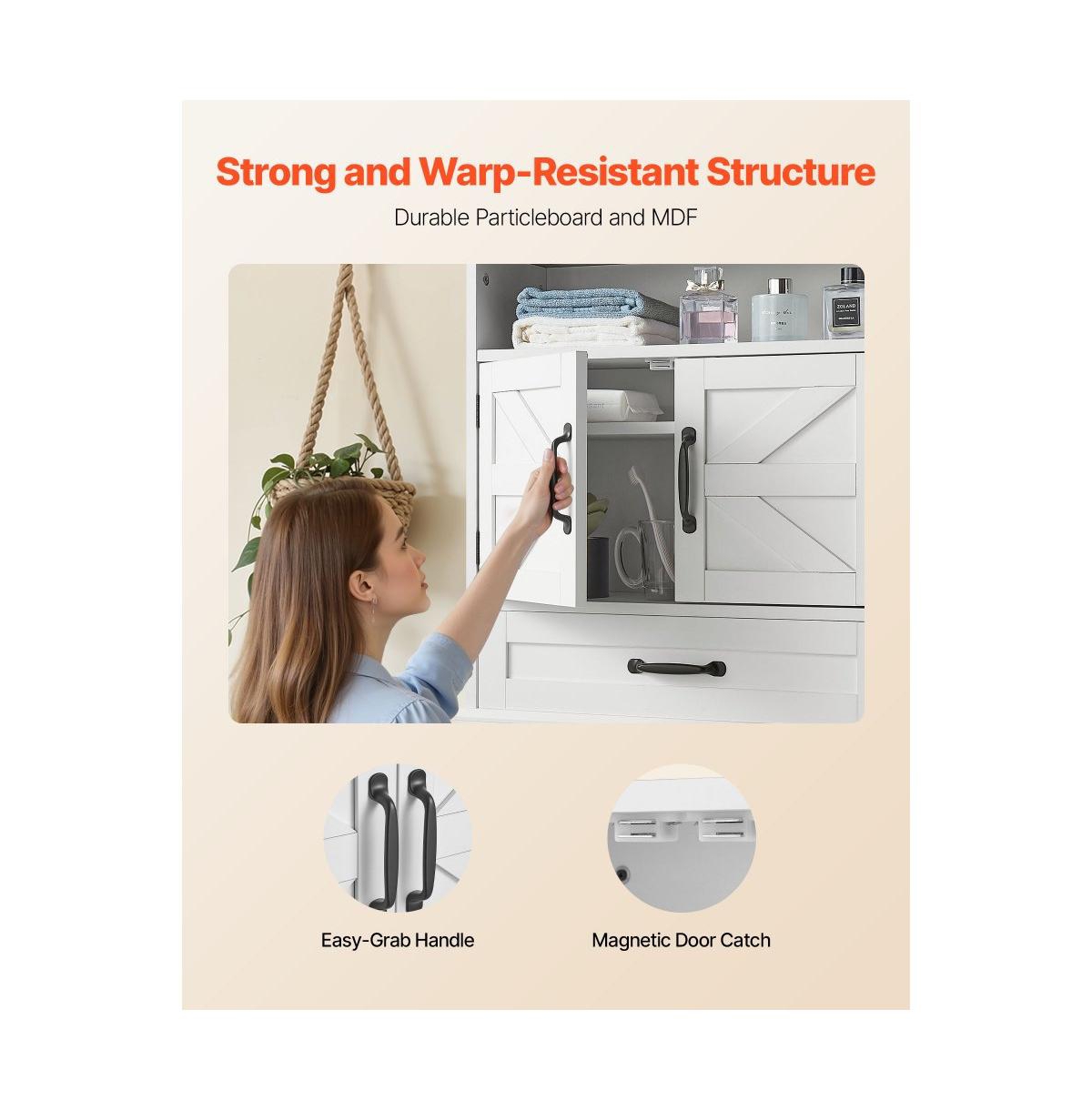 Slickblue Bathroom Wall Cabinet with 2 Doors, Drawer, and Shelves