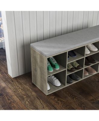 Storage Bench with Cushion, Drawer, and 3-Tier Shoe Shelf