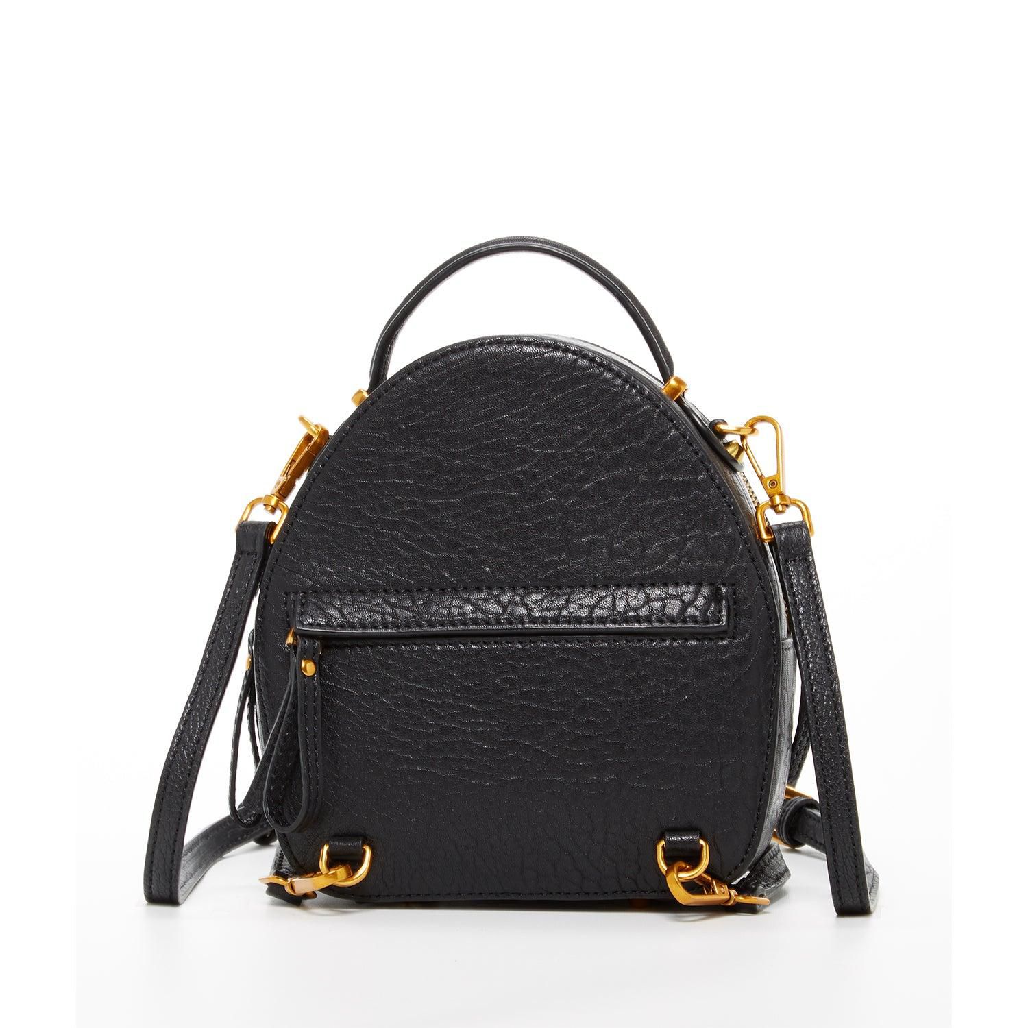Small Leather Mini Backpack Purse with Convertible Crossbody Straps