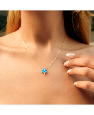 Women's Opal Four Leaf Clover Sterling Necklace