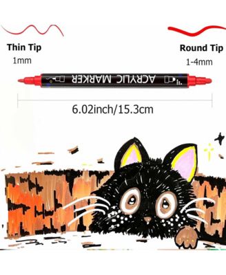 Dual Tip Acrylic Paint Markers Set for Rock Painting, Ceramic, Canvas, Calligraphy, Card Making and DIY Crafts