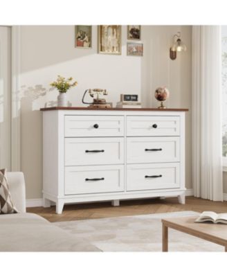 6-Drawer Black Bedroom Dresser, 47" Wide Freestanding Chest with Storage, Wooden Closet Organizer for Living Room, Bedroom, Entryway