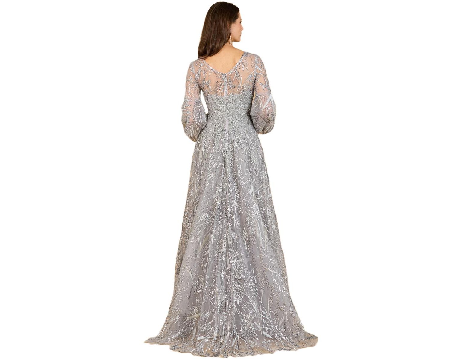 Women's V Neckline Long Sleeve Gown