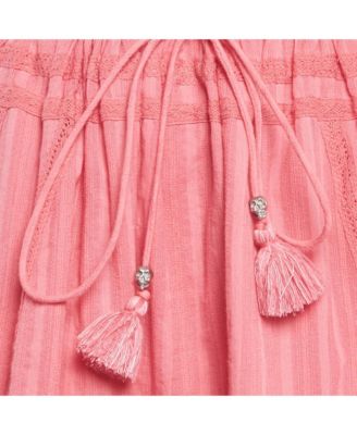 Women's Pink Cotton Lace Trimmed Joxini Mini Skirt