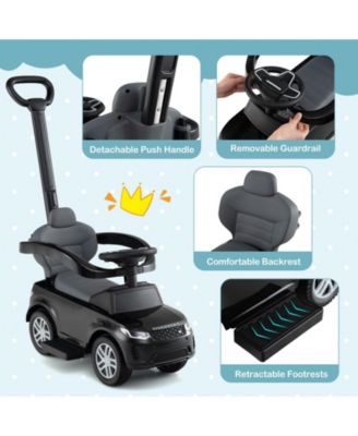 3-in-1 Push Car with Removable Handle, Guardrail, and Storage for Toddlers 18–36 Months - Black