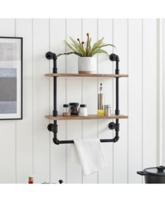 Olivia Double Shelf Unit with Towel Rod
