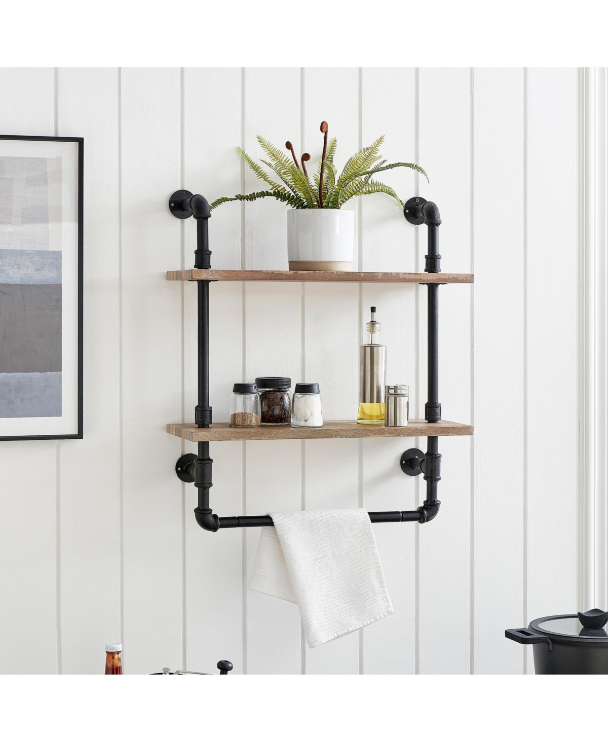 Danya B Olivia Double Shelf Unit with Towel Rod