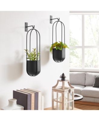 Walter 2-Piece Oval Hanging Planter Set with Chain Hanging Option