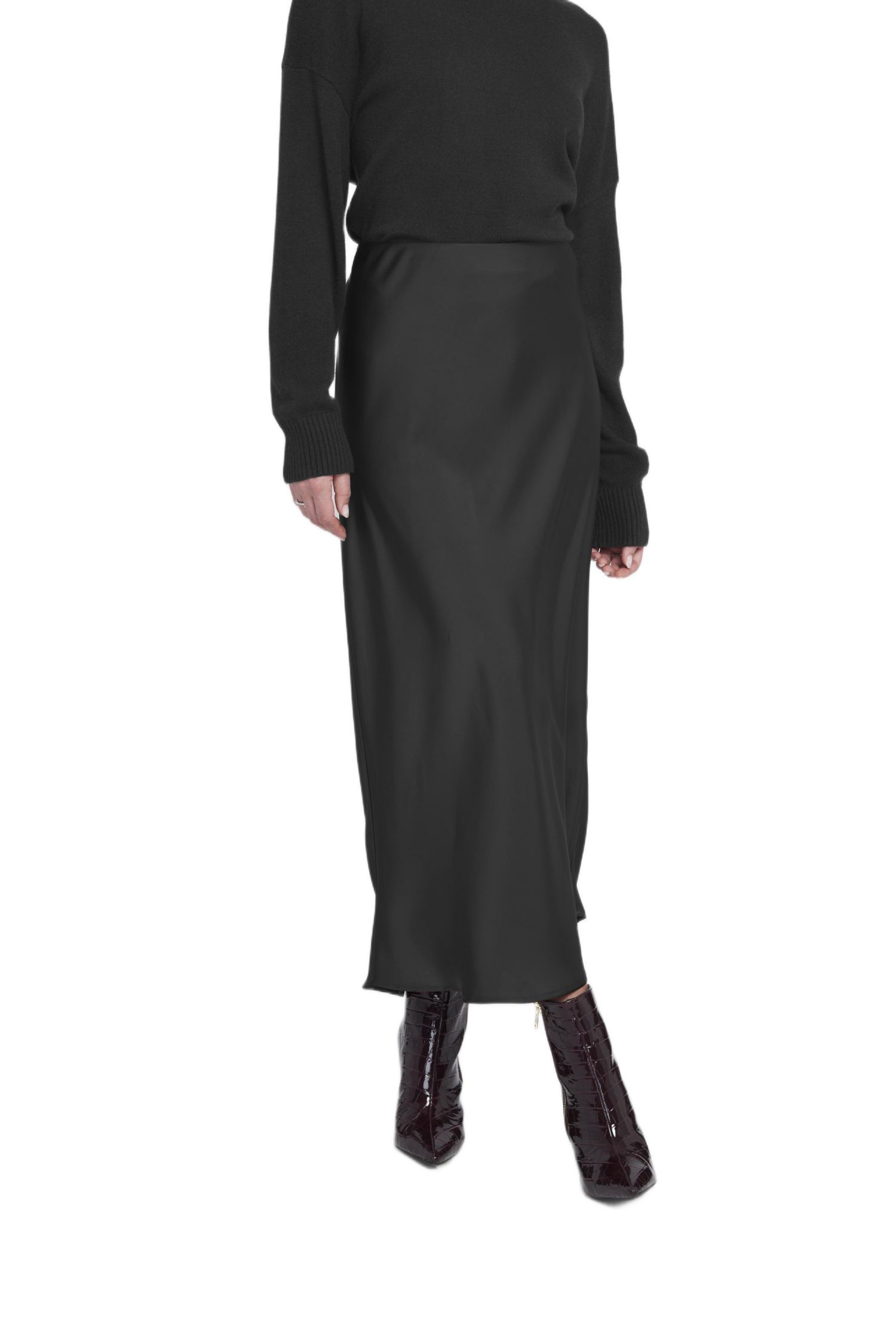 Women's Satin Midi Skirt Slip.
