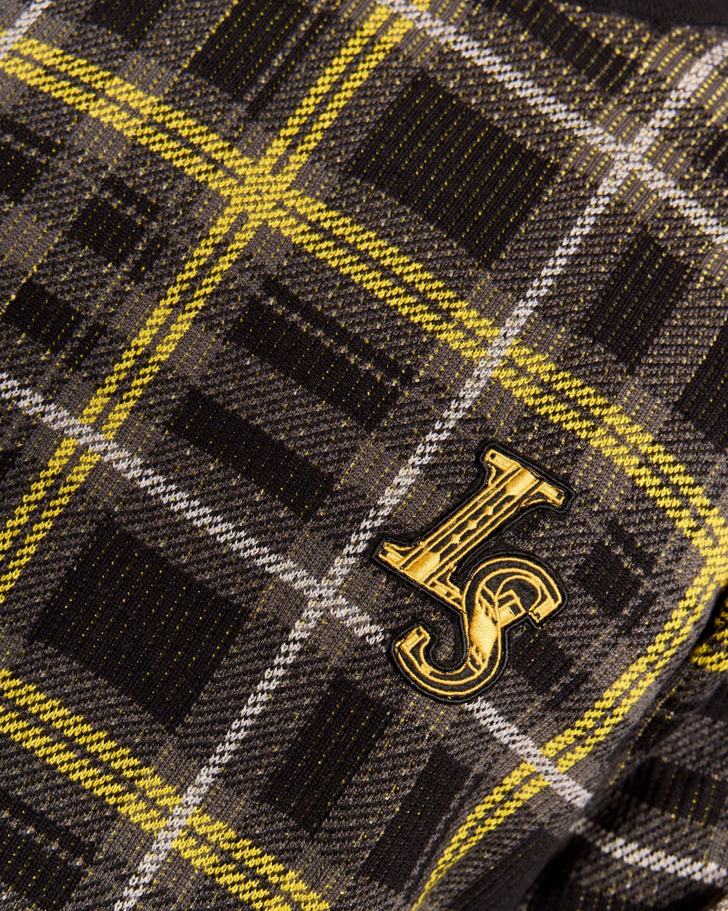 Men's Ribbed Jacquard Tartan Crew Neck