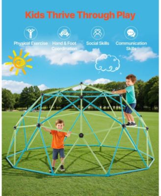 Climbing Dome, 10 ft Geometric Dome Climber with Octopus Net and 2 Basketballs, 1000 lb Capacity