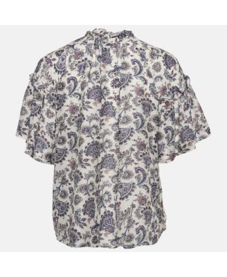 Women's Multicolor Silk Ruffled Top